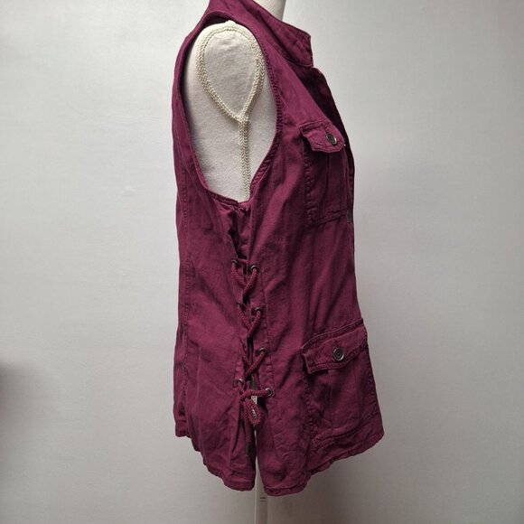 Maurices Vest Button Collar Purple Womens Large Tags Pockets - Picture 9 of 11